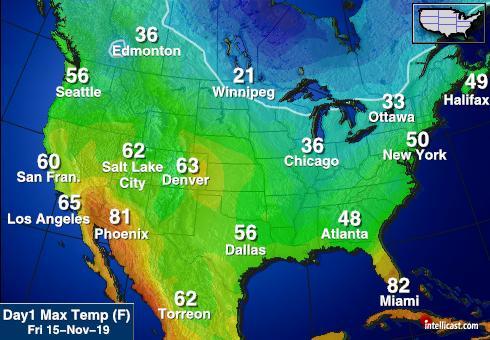 Temperature Map North America North America High Temperature Map | Old Farmer's Almanac